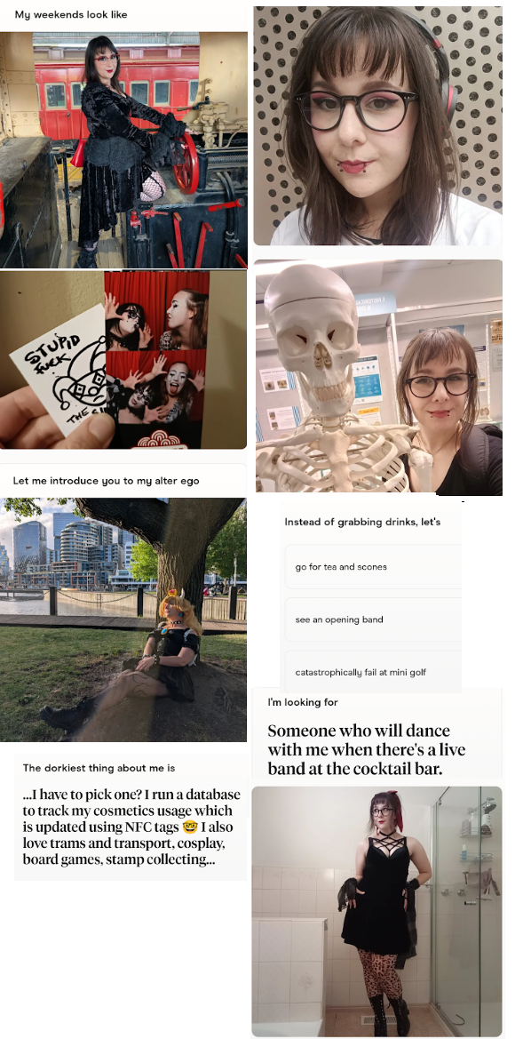 Screenshots of my Hinge profile